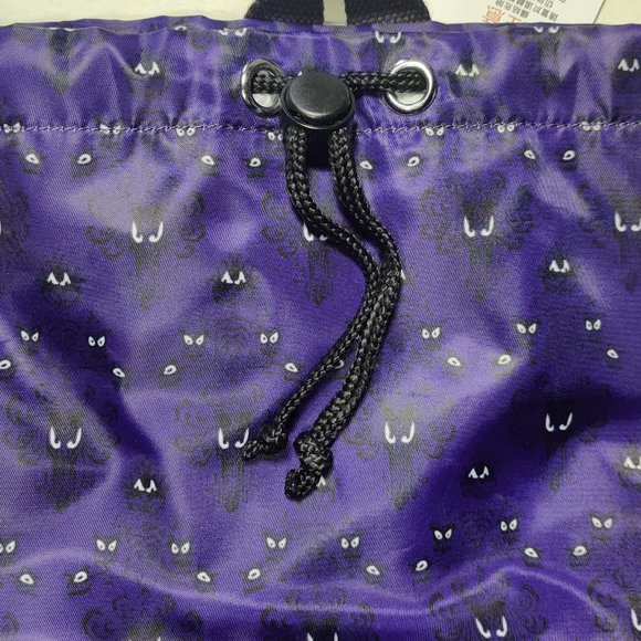 Disney Parks Haunted Mansion Wallpaper Backpack Drawstring Zip Pocket Purple - Picture 7 of 10